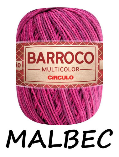 Barbante Barroco Multicolor Linha De Crochê 6 Fios 400gr Cor Malbec