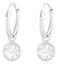 Comprar Aros De Plata 925, Argollas 12mm Con Circón De 6 Mm