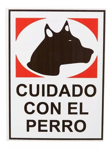 Cartel «Cuidado Con El Perro» Base Plástico P/Portones 30cmx40cm – Colorcity