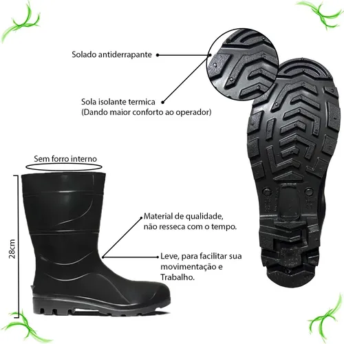 Bota Cano Médio Resistente A Corte Pvc Impermeável Original