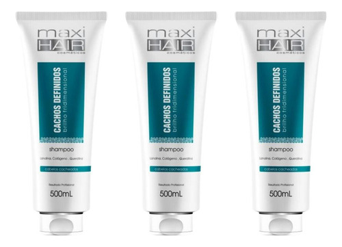 Shampoo Maxihair 500ml Cachos Definidos - Kit C/ 3un