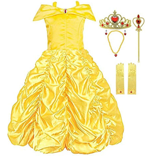 Padete Little Girls Princess Yellow Party Costume Off Should