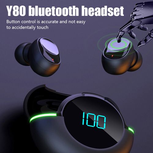 Audífonos Inalámbricos Bluetooth Y80 V5.1 Led, Cómodos Audíf