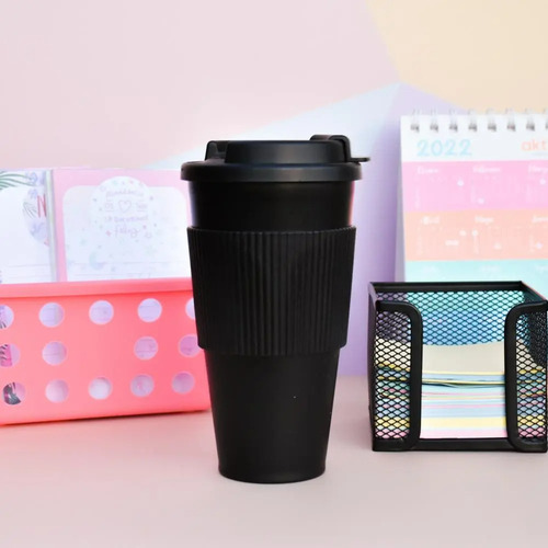 Vaso De Plástico Doble Capa Con Banda De Silicona