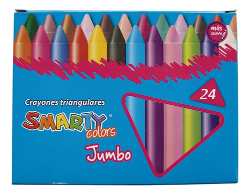 Crayones Jumbo Triangular Smarty Gruesas 24 Colores