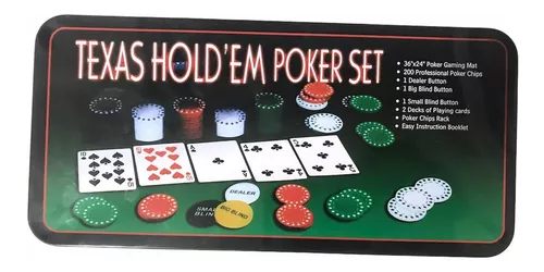 Kit Jogo Poker profissional Texas Hold'em 200 Fichas Numeradas + Feltro