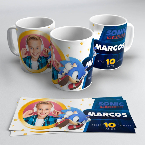Imagen 2 de 10 de Plantillas Para Tazas Infantiles Sonic Sublimacion