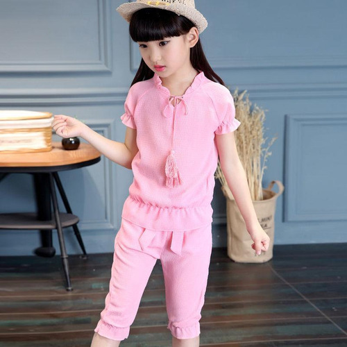 Conjunto De Dos Piezas De Estilo Coreano De Verano Para Niña