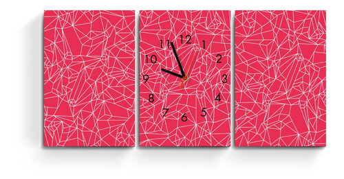 Reloj De Pared Cuadro Triptico 60x30 Abstracto Moderno Deco