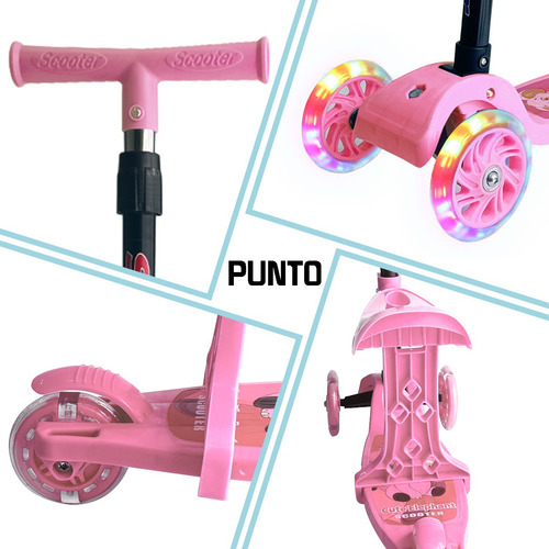 Patineta Scooter Infantil Con Luz Y Asiento Plegable 3 En 1