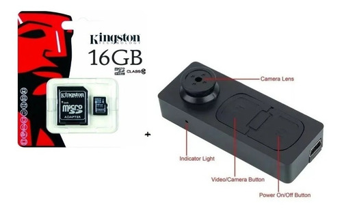 Boton Cámara Espía Video Grabadora Con Audio+ Memoria 16gb