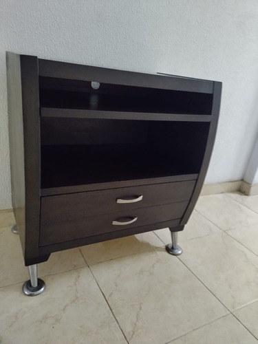 Mueble Tv En Madera Color Wengue Con Cajones Y Entrepaños