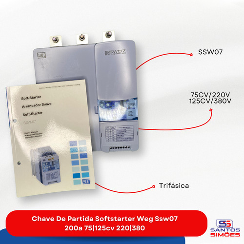 Chave Partida Softstarter Weg Ssw07 200a 75|125cv 220|380v