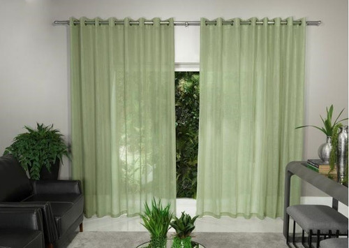  Admirare Curtina Ambientes Pequenos De 170cm X 220cm Liso Cor Verde - Unidade De 1