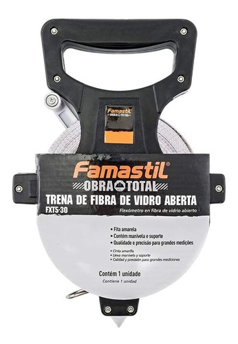 Imagem 2 de 4 de Trena Fibra De Vidro Com Enrolador Famastil 100 M X 13mm