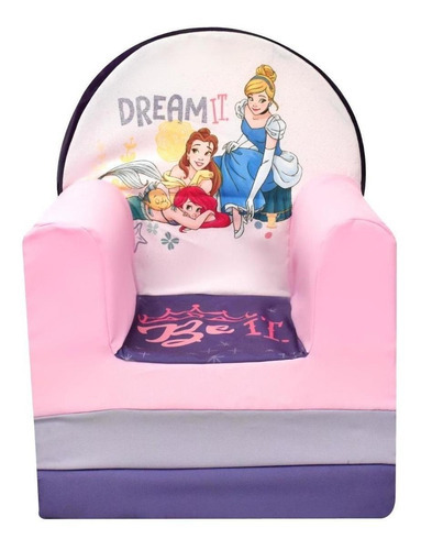 Sillon Infantil Convertible A Cama De Espuma Disney Color Princesas