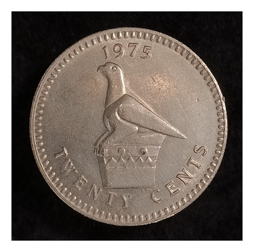 Rhodesia 20 Cents 1975 Sin Circular Km 15