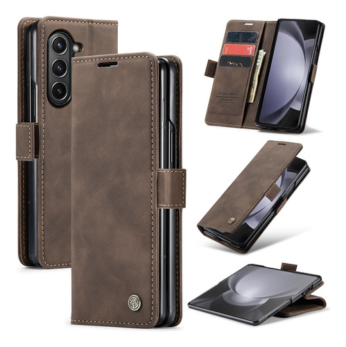 Funda De Cuero Para Galaxy Z Fold 5, Funda Tipo Cartera Para