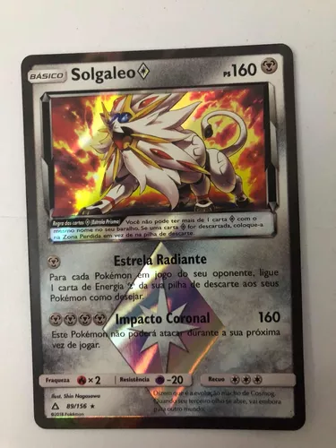 Carta Pokémon Lendário Solgaleo Gx Dourado Sol E Lua