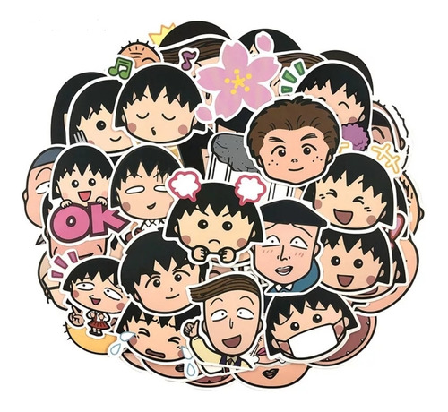 Chibi Maruko 80 Stickers 5 X 6 Cm Calcomanias De Pvc Anime