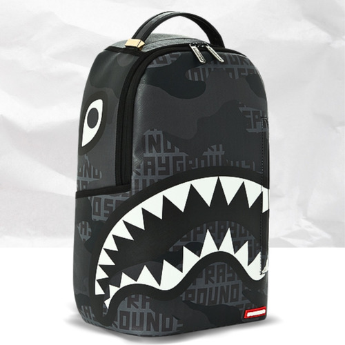 Morral Sprayground Negro Camuflaje Boca Tiburón Dientes