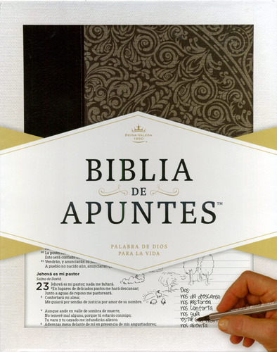 Biblia De Apuntes Rvr1960 Gris Floral Piel Genuina Gris  ®