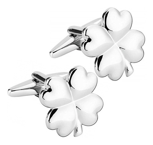 Mancuernillas Thot Ra Trebol De Cuatro Hojas Suerte E-995 Color Plateado
