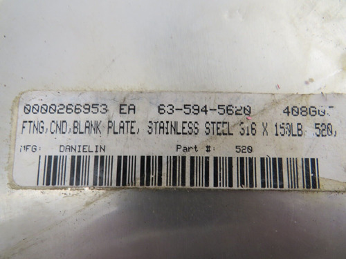 Daniel 4 150lb 316ss Blank Plate