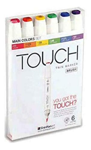 Shinhan Touch Twin Brush Marker Set De 6 Colores Principales