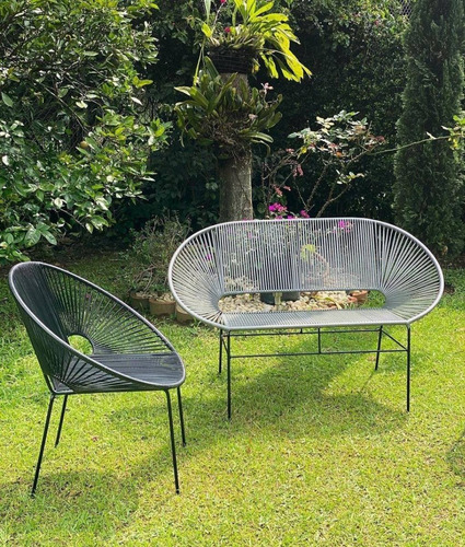 Sofá O Silla Doble En Mimbre Plástico O Sintético