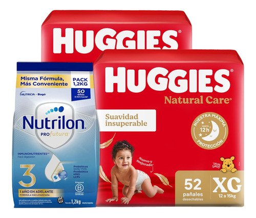 Pack Huggies Supreme Care Xg X 2 Un. + Nutrilon 3