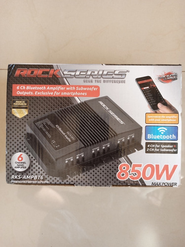 Imagen 2 de 2 de Amplificador 6 Canales Rockseries Rks-ampbt6 Bluetooth 850w