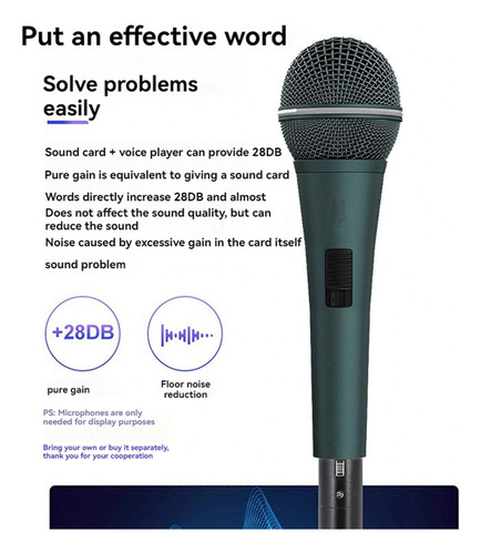 Pré-amplificador Dinâmico De Microfone De 48v Para Dm1 28db