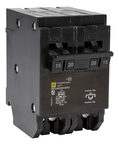 Square D - Homt215220cp Tandem Quad Circuit Breaker, Negro