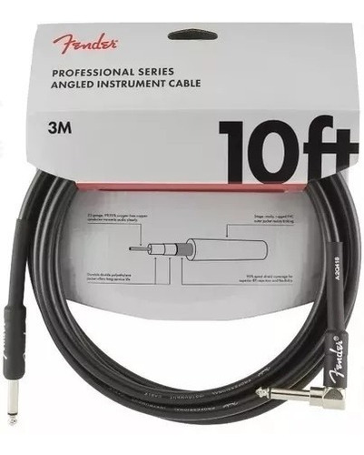 Cable Instrumento Fender Professional 3 Mts Angular Black