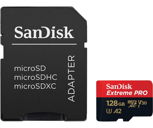 Memoria Micro Sd 128gb Sandisk Graba 4k Full Hd Go-pro Dron 