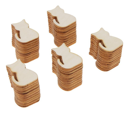 2 X 50 Peças Em Recorte De Gato Chips De Madeira