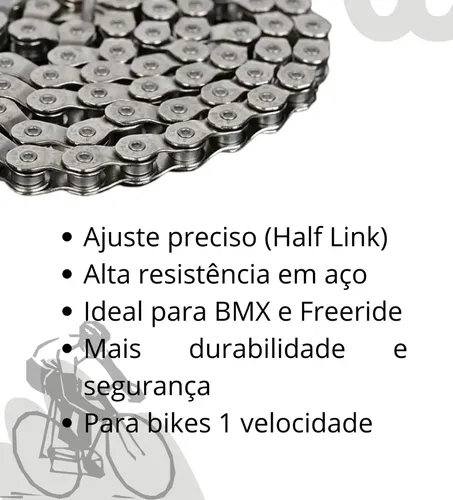 Corrente Half Link Sumc 1 Velocidade 102 Elos Bmx Freeride | Frete