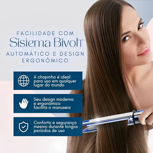 Chapinha De Cabelo Azul Profissional Nano Titanium Bivolt