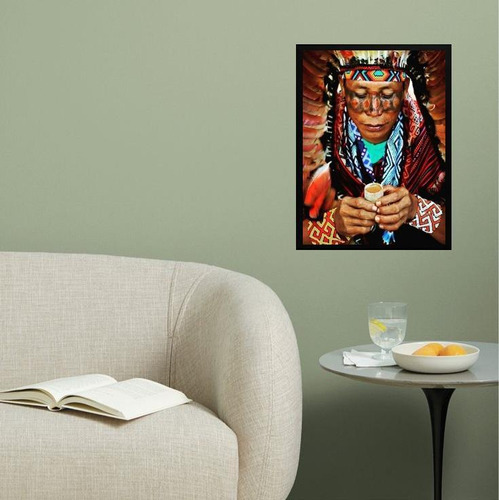 Quadro Decorativo Ayhuasca - Índio 33x24cm - Com Vidro
