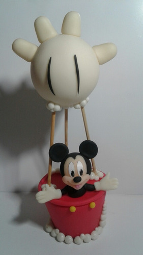 Globo Aerostático Con Mickey En Porcelana Fria Para Torta