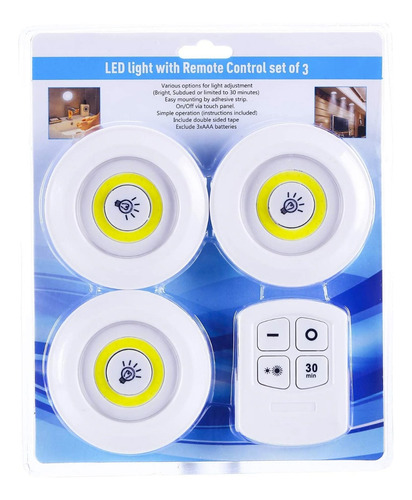 Set De 3 Luces Led Con Control Remoto (con Pilas De Regalo)