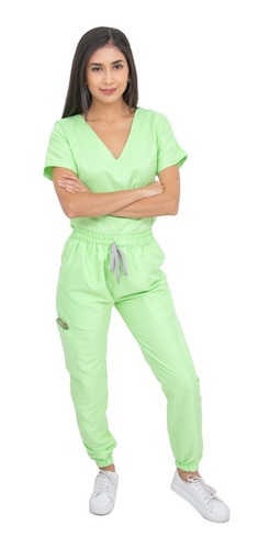 Pijama Quirúrgica Jogger Antifluidos Dama Scrubs Cupatitzio Pistache Liso M