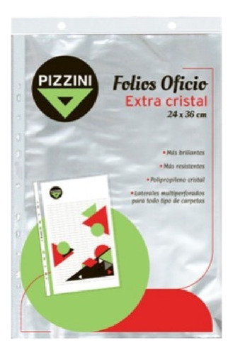 Folios Oficio Pizzini Extra Cristal 50 Micrones 10 Unidades