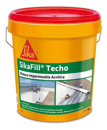 Imagen 1 de 7 de Sikafill Techos, Pintura Impermeable 18 Lts