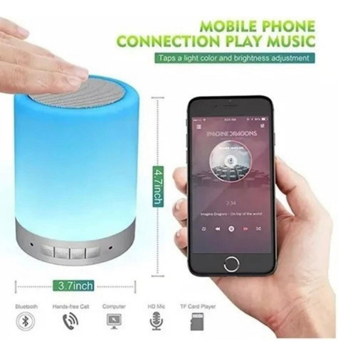 20 Pzas Bocina Y Lámpara Led Rgb Bluetooth Recargable Touch Blanco Multicolor