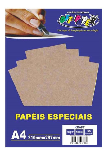 Papel Kraft Casca De Ovo A4 Pardo 180g 50 Folhas Off Paper