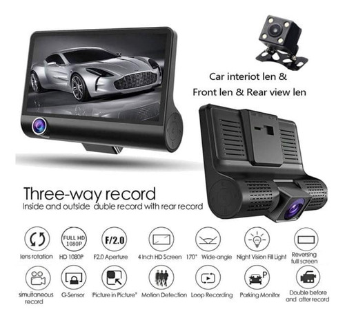 Camara Auto Pro Triple Pantalla Interior Retroseso Cabina Dn