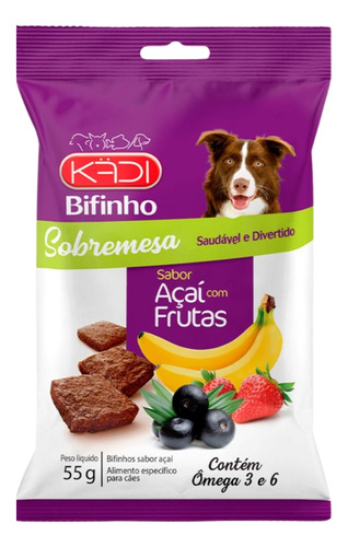 Kit 12un Bifinho Cães Sobremesa Açaí Com Frutas 55g Kadi