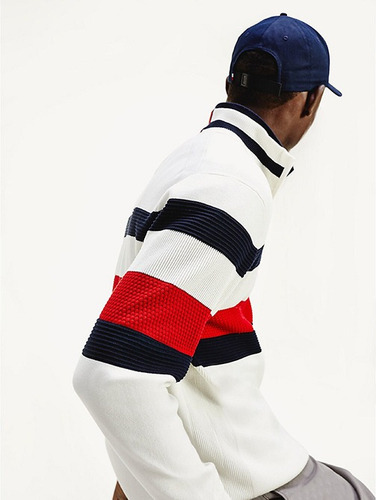 Sweater Global Stripe Hombre Blanco Tommy Hilfiger E2 Sweater Global Stripe Hombre Blanco Tommy Hilfiger E2